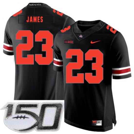 Ohio State Buckeyes 23 Lebron James Black Shadow Nike College Football Stitched 150th Anniversary Patch Jersey